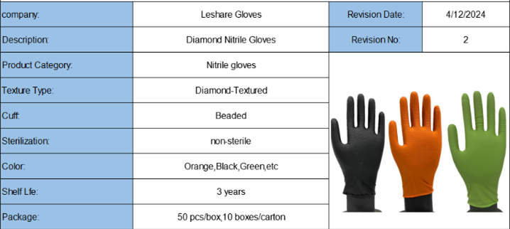 Diamond Nitrile Gloves With Different Color